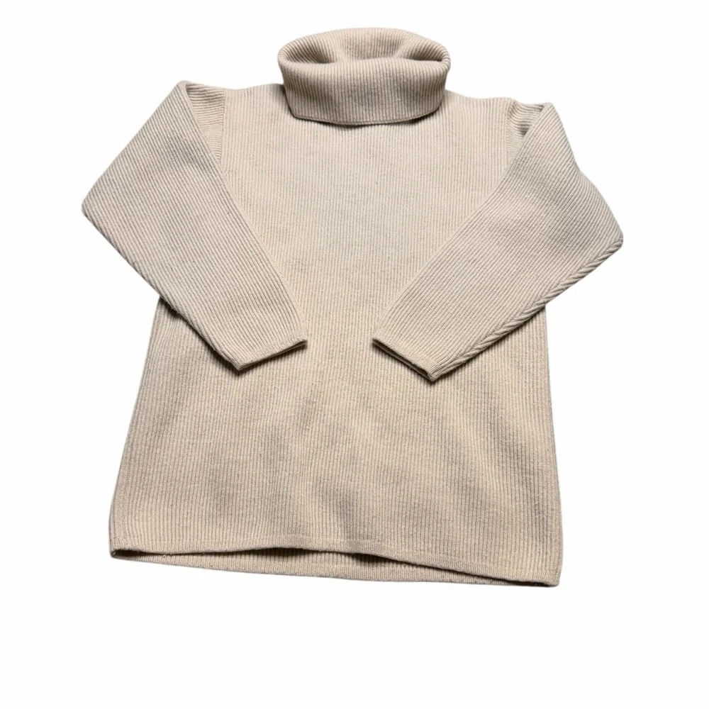 🤍 Jeanne Pierre Ribbed‎ Turtleneck Sweater 🤎 Cream Knit Classic 🤍 - Picture 2 of 5